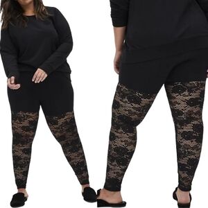 New without tags - TORRID Premium Legging Mesh Floral Lace Black Size:2